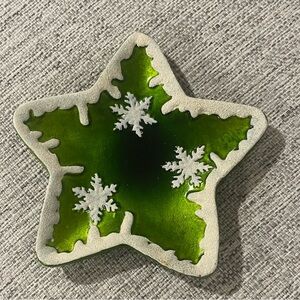 Vintage Green Star-Shaped Holiday Dish